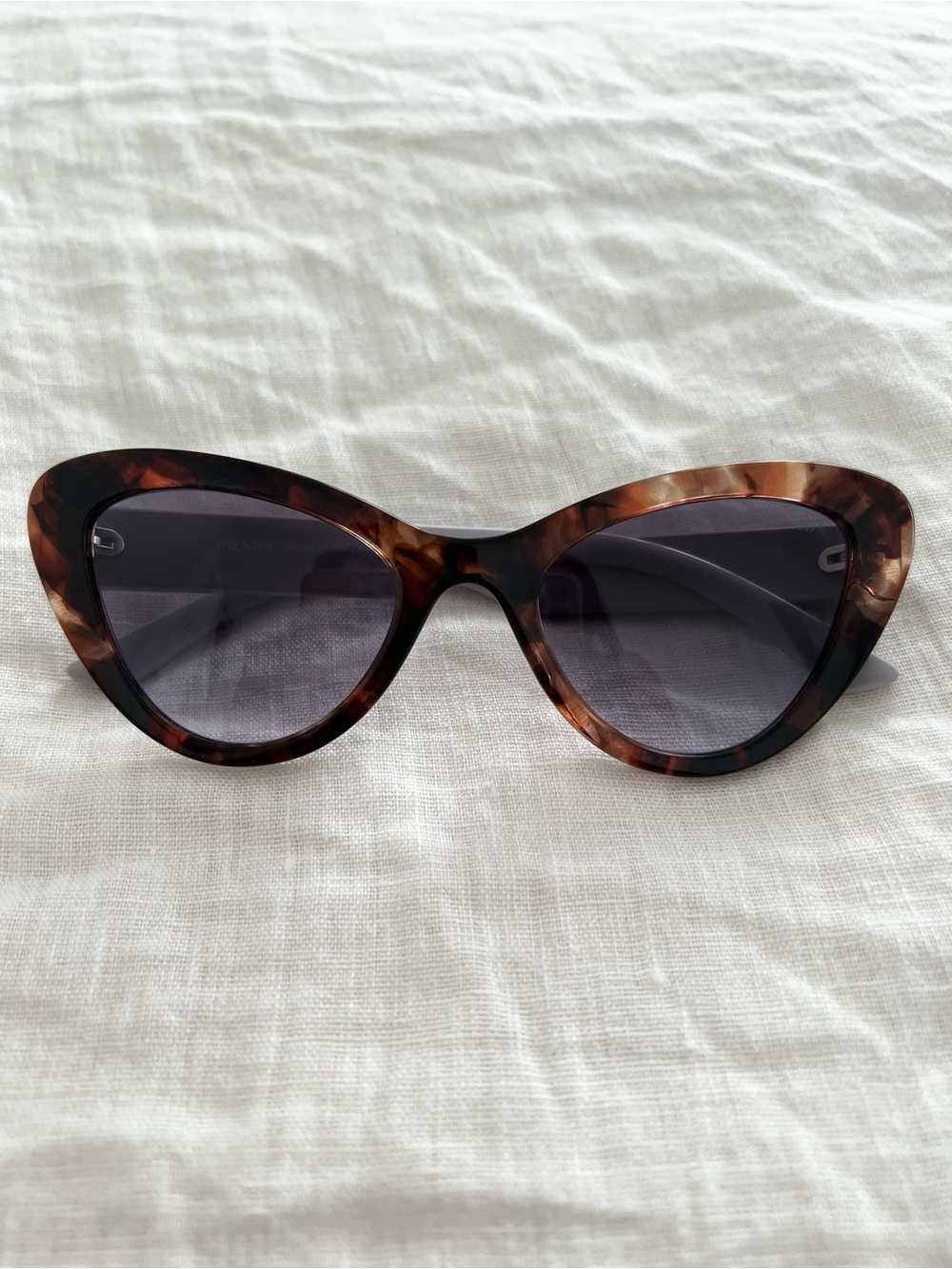 Prada Tortoiseshell Cat-Eye Sunglasses with Dark Gray Lenses